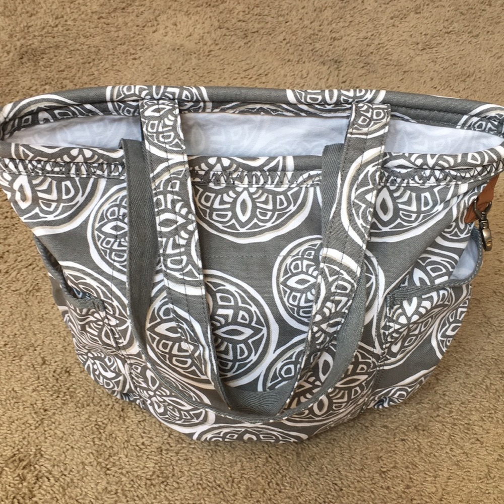 Thirty-One Gray and White Patterned Tote